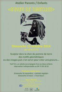 Gravure sur tubercules. Le dimanche 12 octobre 2014 à Riom. Puy-de-dome.  14H00